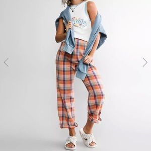 Billabong X Salty Blonde Break Point Cropped Plaid Pant